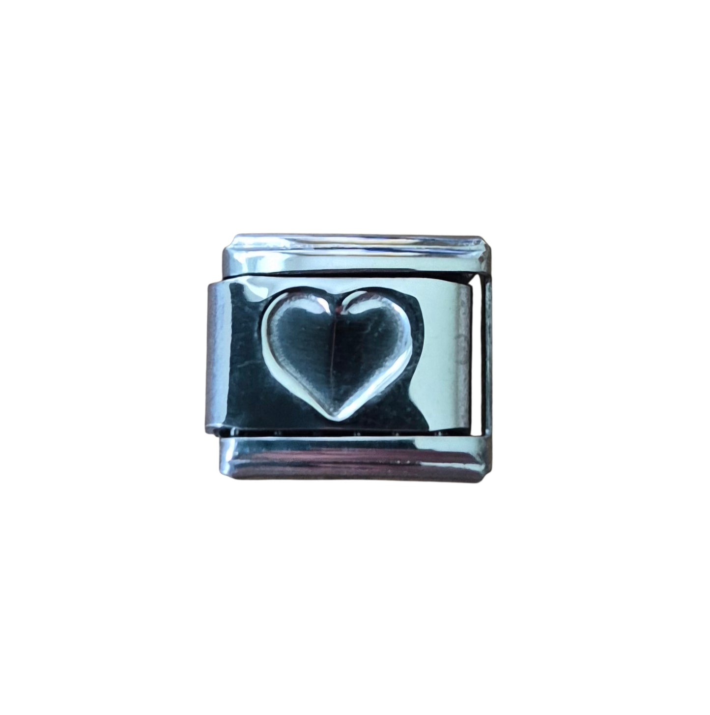 Silver Concave Heart Italian Charm