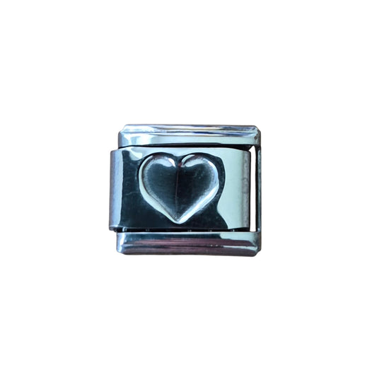 Silver Concave Heart Italian Charm