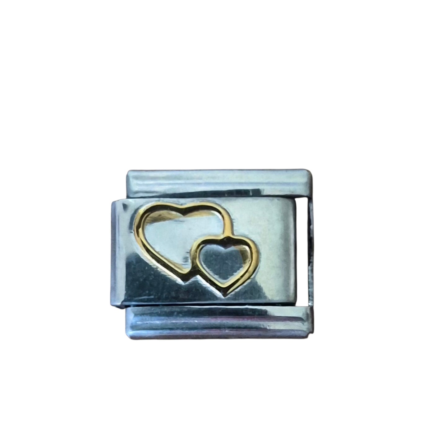 Gold Double Heart Italian Charm